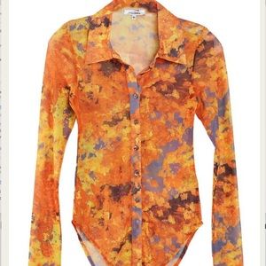 Barely worn PRISCAVera orange mesh button down.